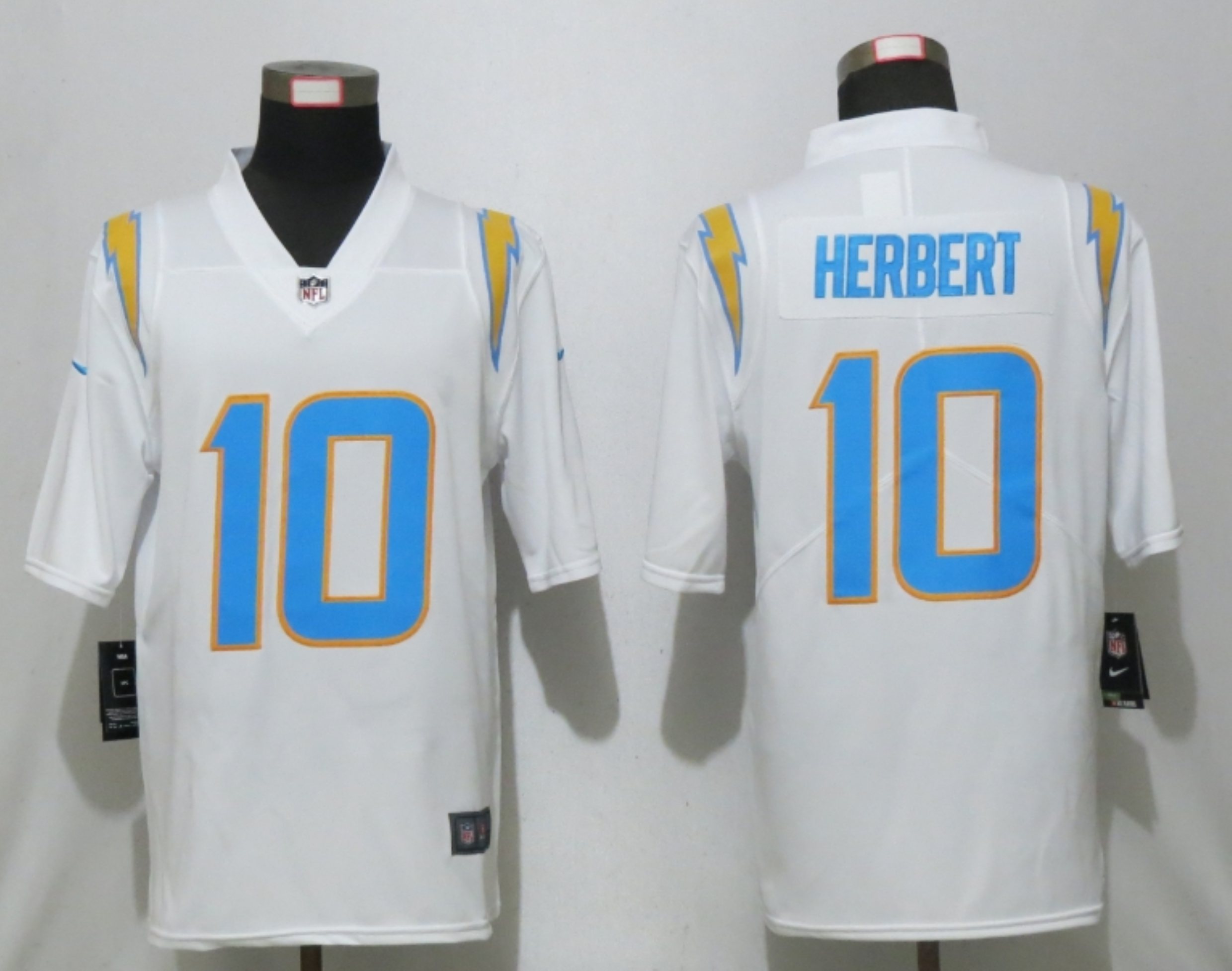Men New Nike San Diego Chargers #10 Herbert White Los Angeles 2020 NFL Draft First Round Pick Game Jersey